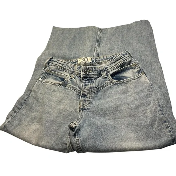 We The Free Relaxed Straight Wide Leg Button Fly Crop Jeans Sz 30 - Picture 6 of 12